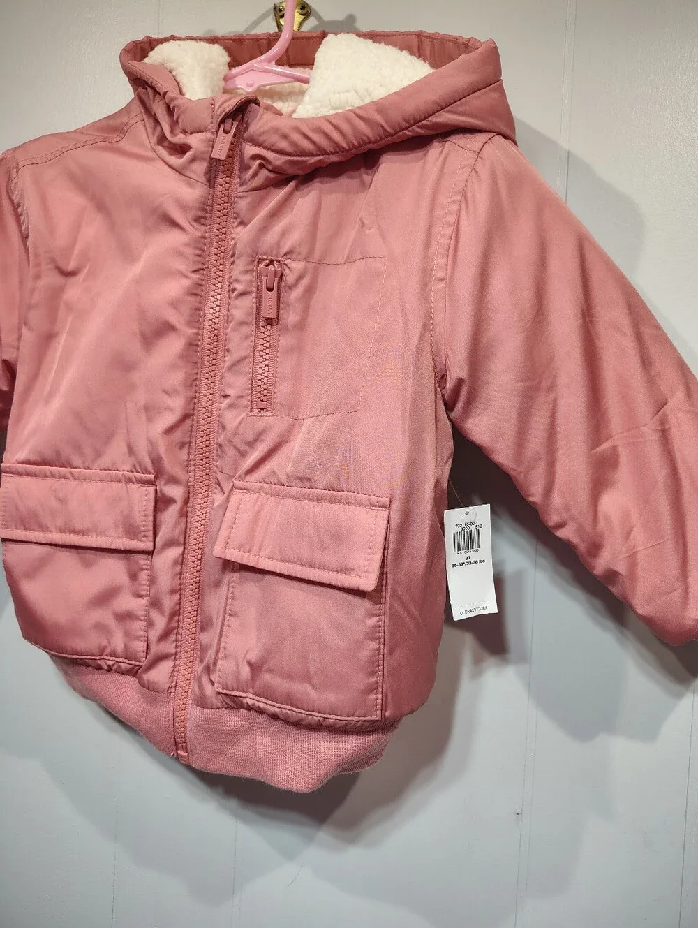 Old Navy Pink‎ Bomber Jacket Coat 3T Toddler Girl NWT 3 Pocket Style